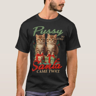 Vunzige Kerstkat Ondeugend Grappig Grapje Grap Hum T-shirt