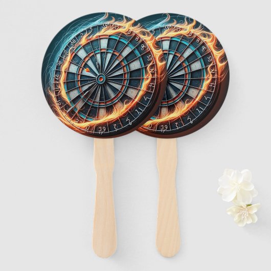 Vurig Dartbord met Bullseye Explosion Handwaaier (Voorkant en achterkant)