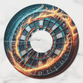 Vurig Dartbord met Bullseye Explosion Wijnglaslabel (Voorkant)