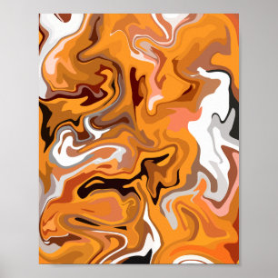 Vurig Oranje Abstracte Draaikolk Poster