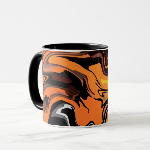 Vurig Oranje Abstracte Wervelpatroon Mok
