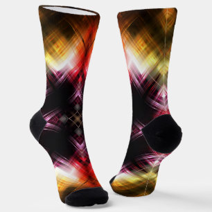 Vurig Prisma Abstract met Stralend Rood & Gouden G Sokken
