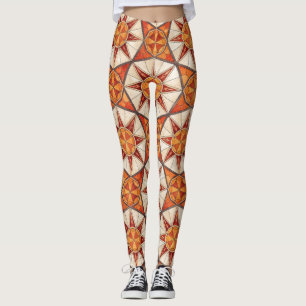 Vurig Rode en Oranje Steruitbarsting - Geometrisch Leggings
