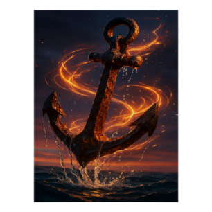 Vurig Rustieke Anker – Nautilus Fantasie Wandkunst Perfect Poster
