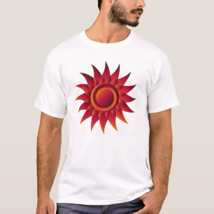 Vurig Zonneembleem – Rood, Oranje & Geel Stralen T-shirt