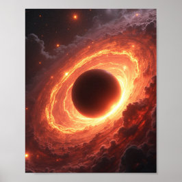 Vurig Zwart Gat Ruimte Wervelwind Kosmisch Eveneme Poster