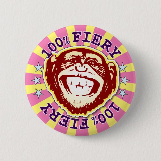Vurige 100% Funny Monkey Badge Ronde Button 5,7 Cm (Voorkant)