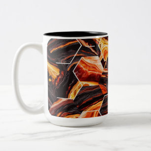 Vurige Abstracte zeshoek Patroon Twee-Tone Mok (15