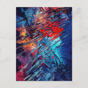 Vurige Drift Blauw Rood Hedendaagse Abstracte Kuns Briefkaart