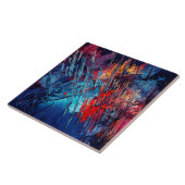 Vurige Drift Blauw Rood Hedendaagse Abstracte Kuns Tegeltje (Zijkant)