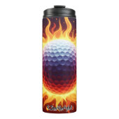 Vurige golfbal in vlammen op thermosbeker (Voorkant)