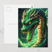Vurige groene draak briefkaart (Voorkant / Achterkant)