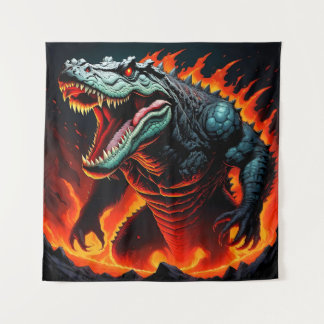 vurige krokodillenmacht wandkleed