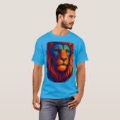 Vurige Leeuwenkop Realistisch T CSHRT mannen Krach T-shirt (Voorkant volledig)