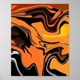 Vurige Oranje Abstracte wervelpatroon Poster