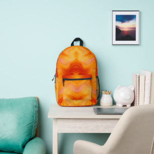Vurige Oranje Marmeren Wervelpatroon Rugzak
