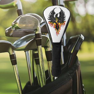 Vurige Phoenix Rijzende Vuurvogel Zwarte Stam Vlam Golfheadcover