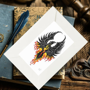 Vurige Phoenix Rijzende Vuurvogel Zwarte Stam Vlam Rechthoekige Sticker