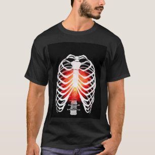 Vurige Ribbenkast: Gotische Schedel Kunst - Donker T-shirt