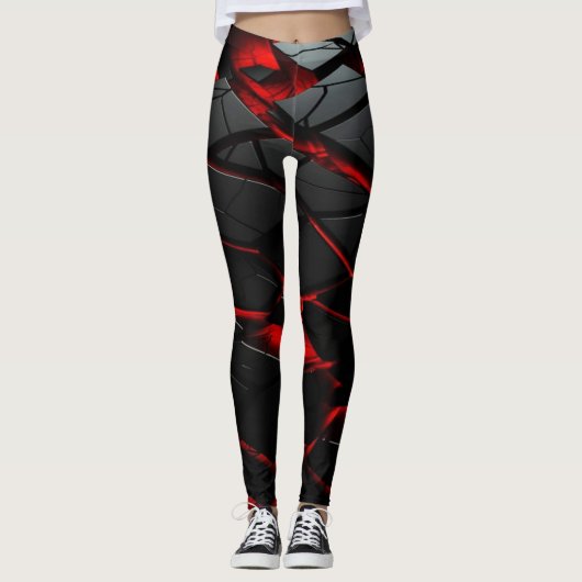 Vurige rode high-waisted atletische Leggings (Voorkant)