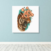 Vurige tijgerbloei canvas afdruk (Insitu (Houten vloer))