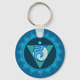 Vushuddha of keel Blauwe Chakra Sleutelring Sleutelhanger