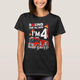 Vuur 4 jaar oude brandweerman, vierde verjaardag t-shirt