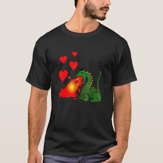 Vuur ademen draak maken liefde harten t-shirt (Voorkant)