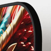 Vuur ademende draak goud blauw en rode schubben pickleball paddle (Links Detail)