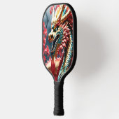 Vuur ademende draak goud blauw en rode schubben pickleball paddle (Links)