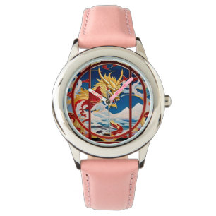 Vuur ademende draak Goud En Rood Horloge