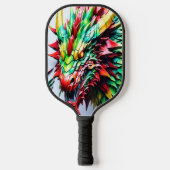 Vuur ademende draak Groen en Rood Pickleball Paddle (Voorkant)