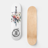 *~* Vuur AP88 Middeleeuws Zwaard Bloemen Bloemen Skateboard (Voorkant)