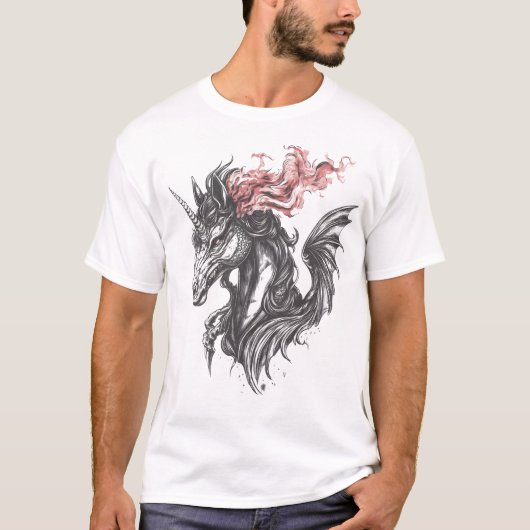 Vuur Draak Eenhoorn Hybride (1) T-shirt (Voorkant)