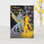 Vuur en Dragon Element Fantasy Verjaardag Kaart (Gele Bloem)