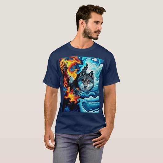 Vuur en ijs - Adelaar & Wolf T-shirt (Voorkant volledig)