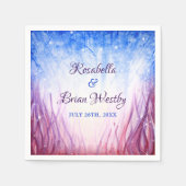 Vuur en ijs bruiloft | Blauwe en rode Waterverf Servetten (Voorkant)