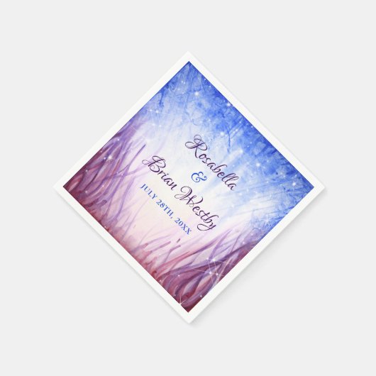 Vuur en ijs bruiloft | Blauwe en rode Waterverf Servetten (Hoek)