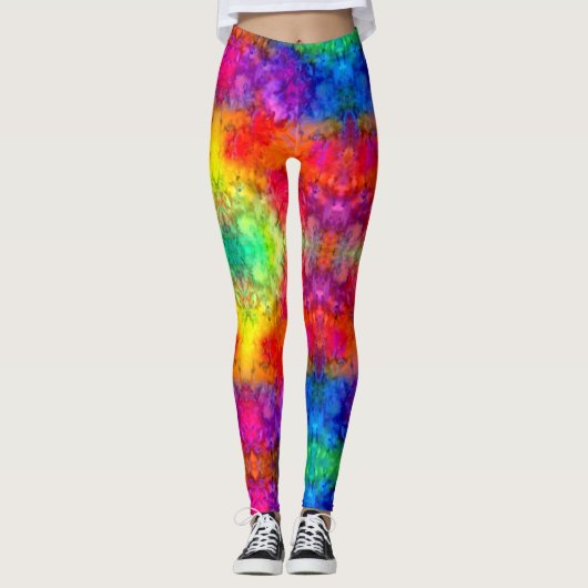 [Vuur en ijs] Helderbuisregenboog-Stropdas-kleurst Leggings (Voorkant)