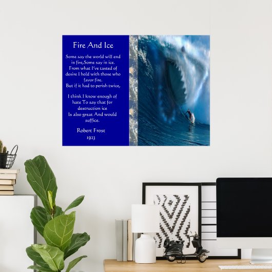 Vuur en ijs met Posters van het Ocean silhouette (Thuiskantoor)