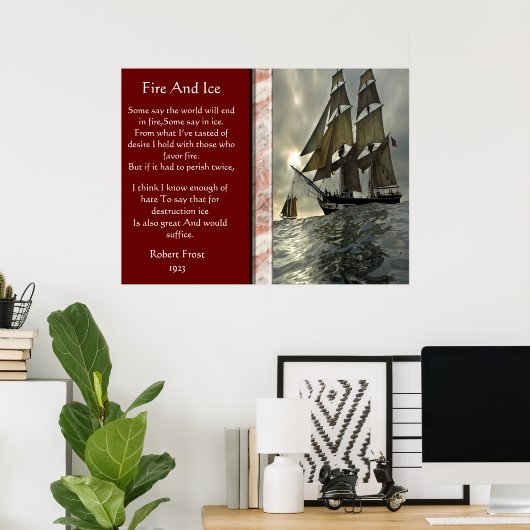 Vuur en ijs met Posters van zeilboten (Thuiskantoor)