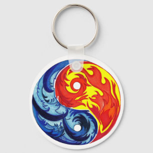 Vuur en IJs Yin-Yang Sleutelhanger