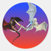 Vuur en Ijsdraken Rood Wit Vuur Ademen Ronde Sticker (Voorkant)