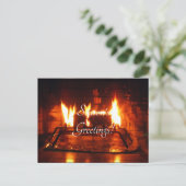vuur en open haard feestdagenkaart (Staand voorkant)