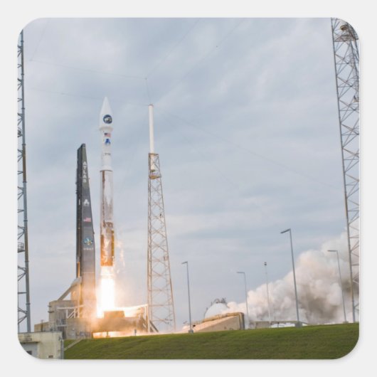 Vuur- en rooksignaal vierkante sticker (Voorkant)