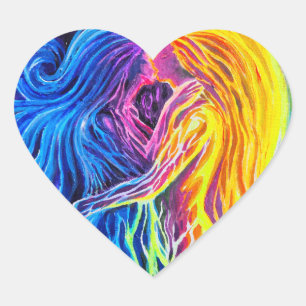 Vuur en water hart sticker