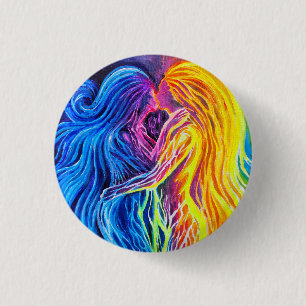 Vuur en water ronde button 3,2 cm