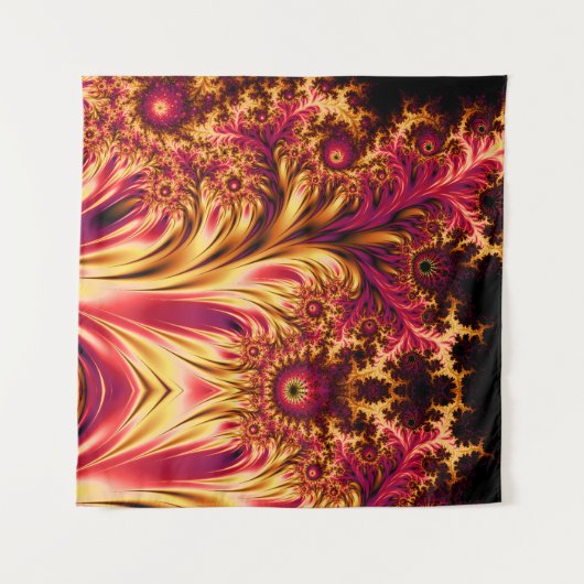 Vuur Fractals Levendig Hypnotiserend Cool Trippy Wandkleed (Voorkant (horizontaal))