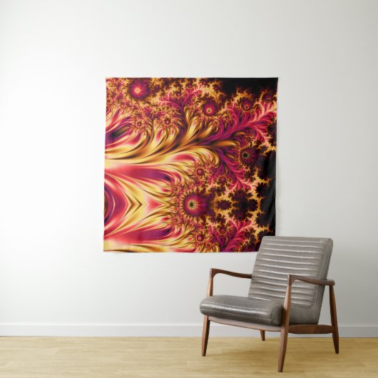 Vuur Fractals Levendig Hypnotiserend Cool Trippy Wandkleed (In Situ (horizontaal))