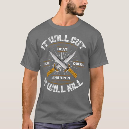Vuur gesmeed Knife zwaard dat het T-shirt zal afsn (Voorkant)